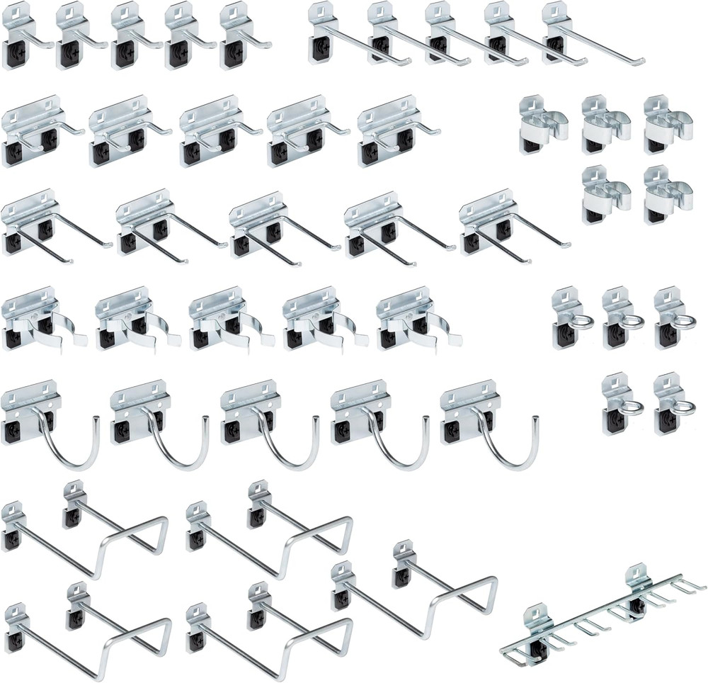46-Piece Lockhook Steel Pegboard Hook Assortment Kit for Organizing Tools