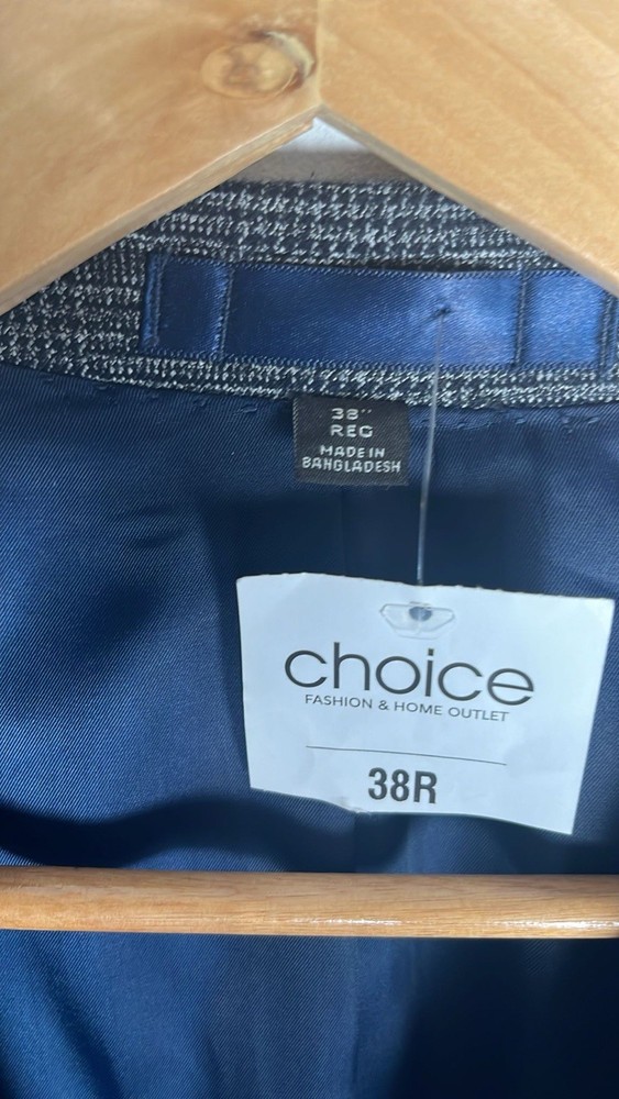 CHOICE - MEN'S CHECKED BLAZER - 38 REGULAR -GREY