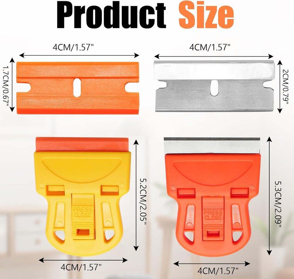 2 Sets Razor Blade Scrapers, Plastic Scraper Tool Extra 10 Plastic Razor Blades