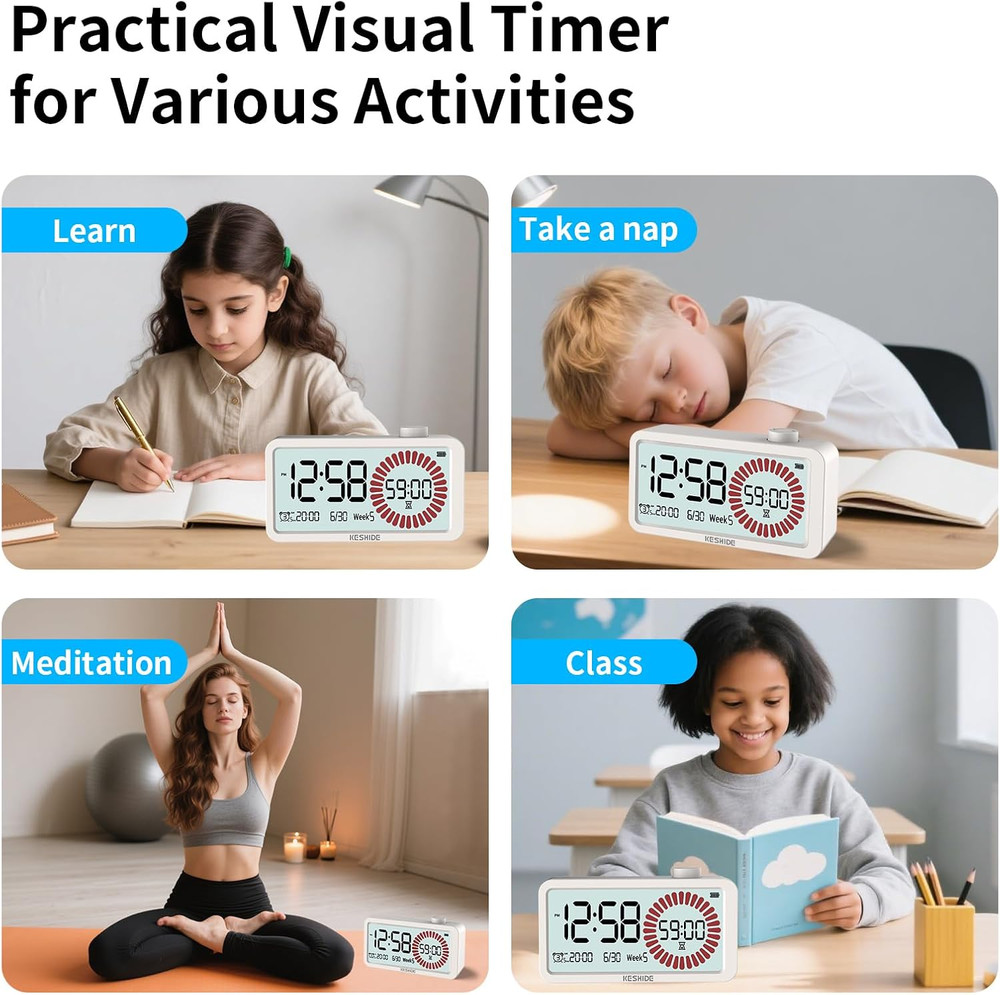 Visual Timer With Alarm LCD Digital 60 Minute Countdown For Kids