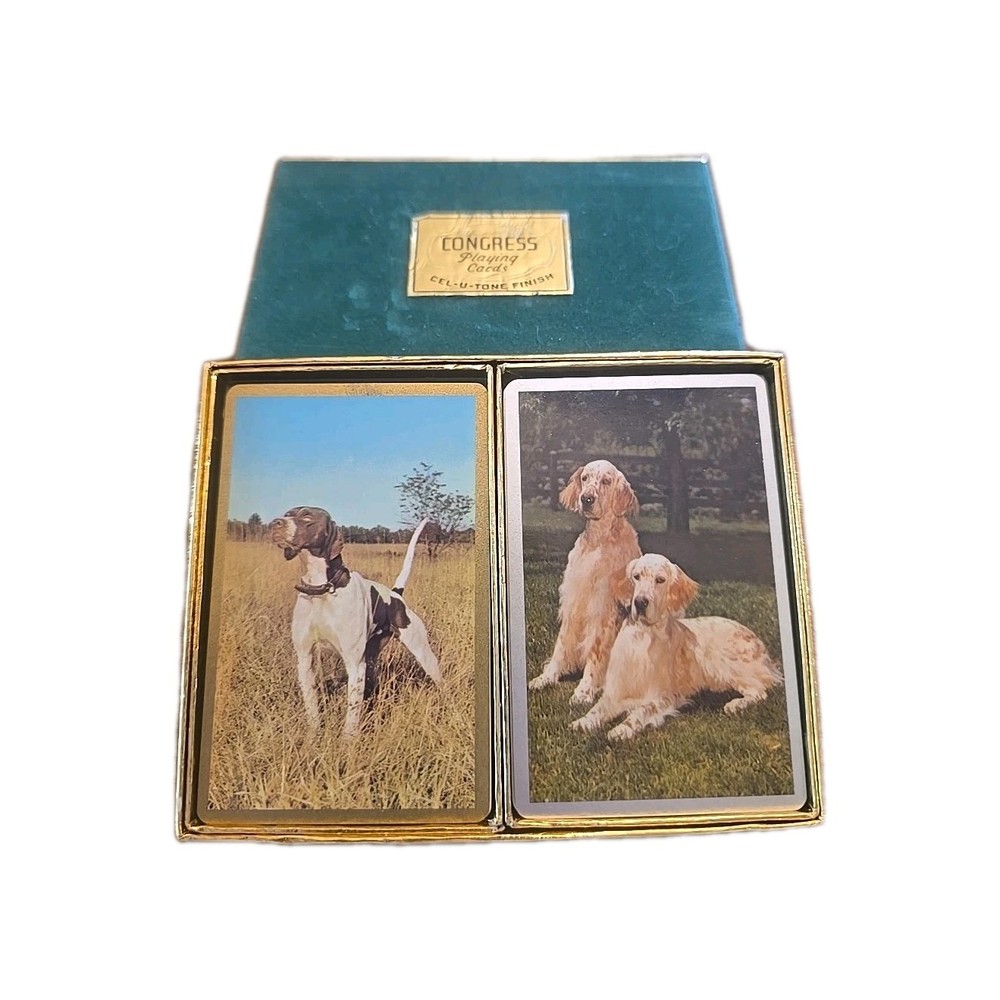 Vintage Congress Pinochle Playing Cards Double Deck Spaniols & Pointer