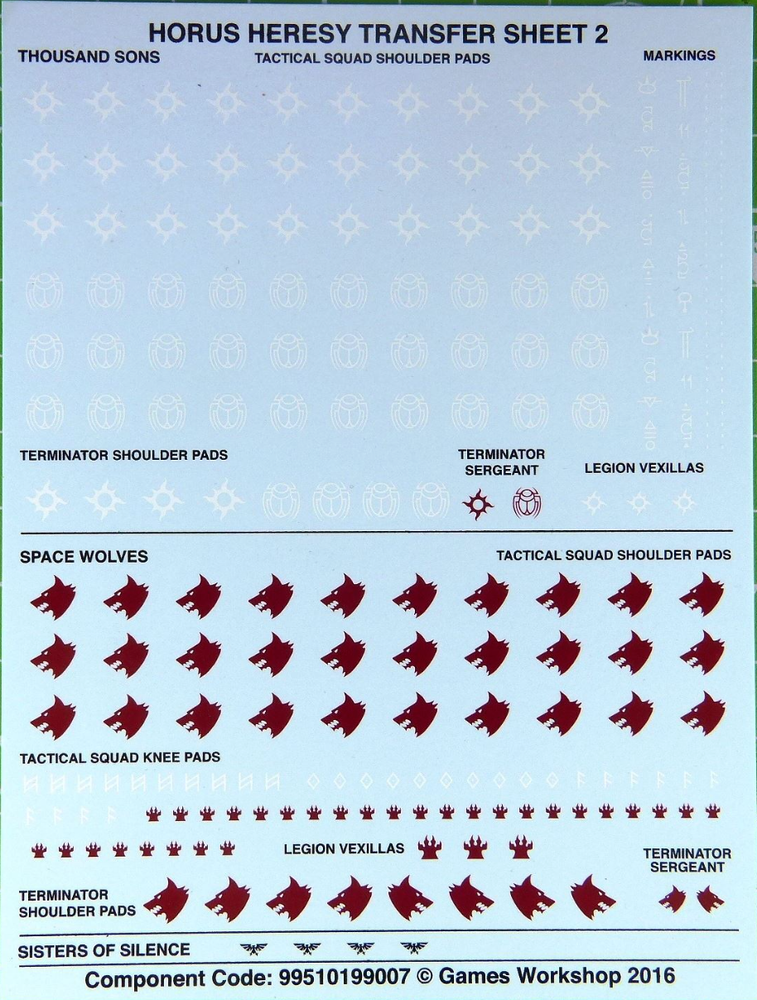 Warhammer 40k Horus Heresy Transfer sheet 2 - New