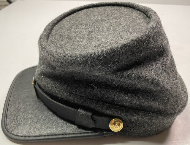 CIVIL WAR CSA CONFEDERATE INFANTRY DARK GREY WOOL KEPI FORAGE CAP HAT-MEDIUM