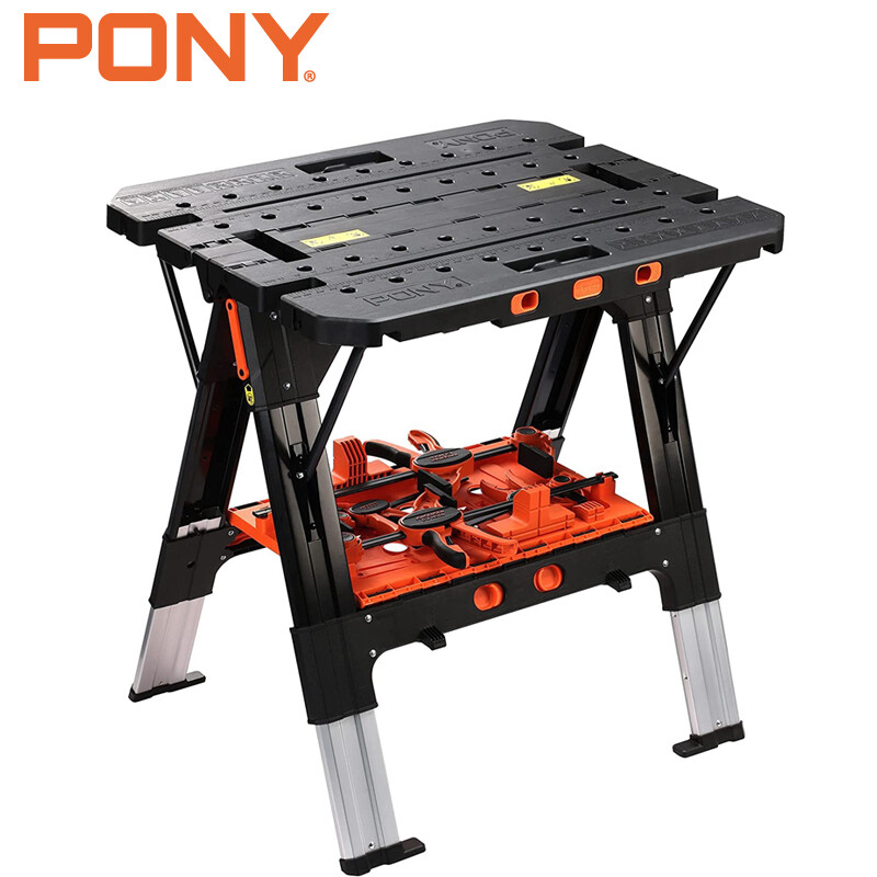 Pony Portable 2-in-1 Folding Work Table Workbench Sawhorse 1000lbs Load Capacity