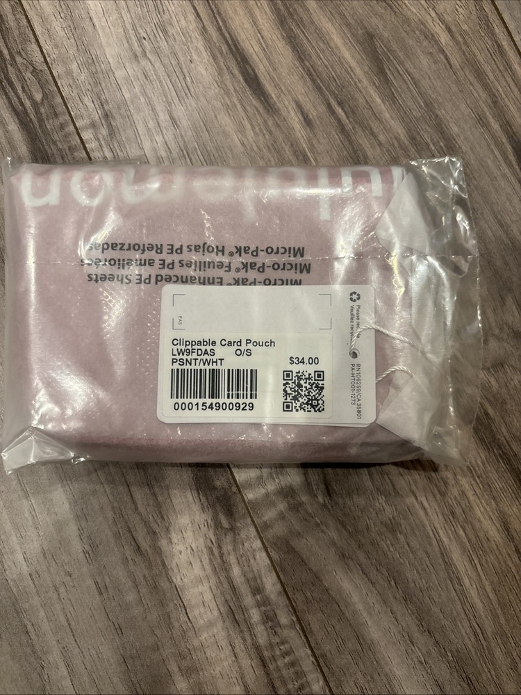 Lululemon Clippable Card Pouch, Passionate/White, NWT