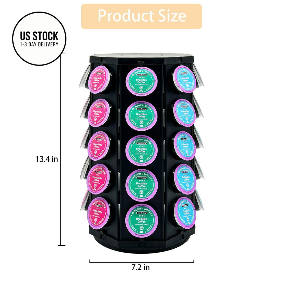 CHICBAKE K Cup Coffee Pod Holder Storage Carousel Organizer Large, black