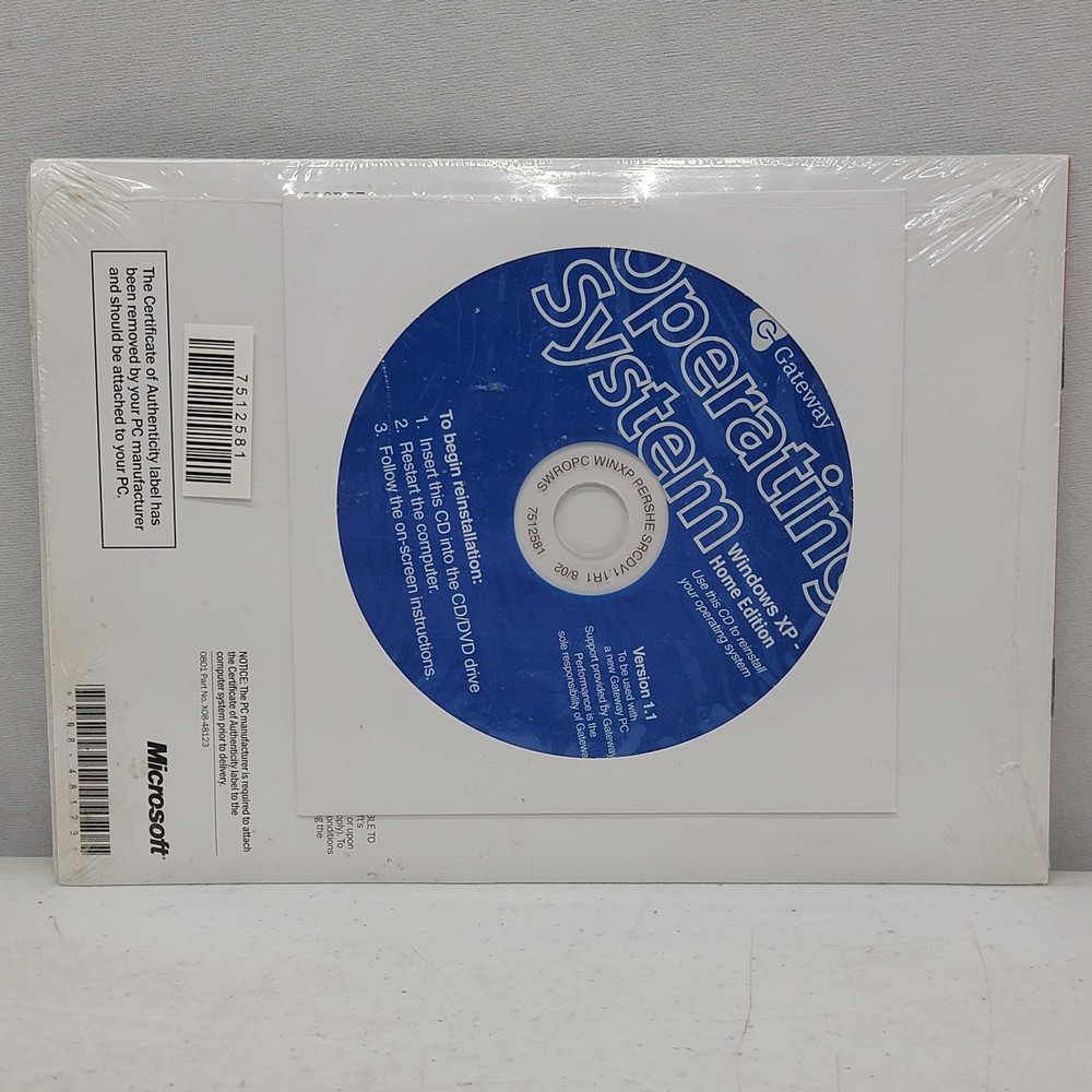 Gateway Computer Microsoft Windows XP PC Operating System Disc 2002 Version 1.0