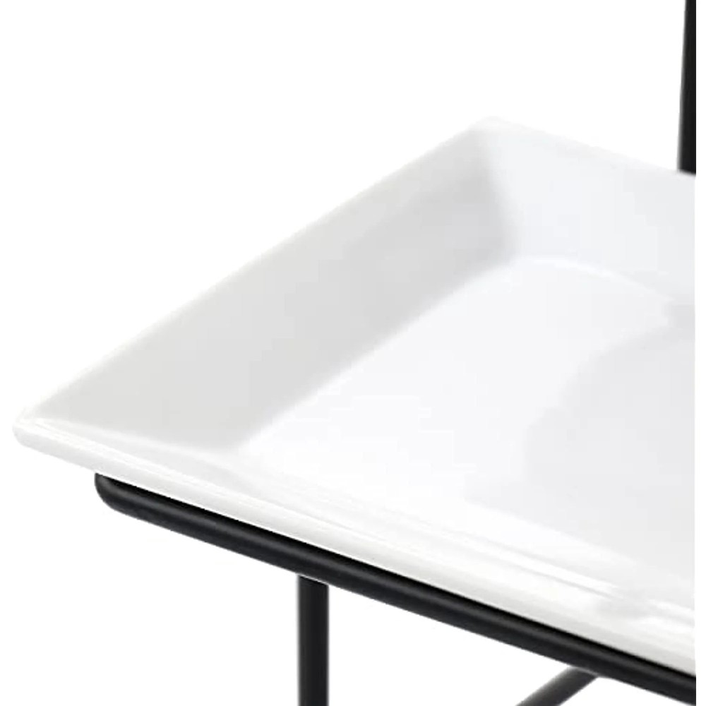 Elama 3 Tier Rectangular Plate Porcelain Serveware Set