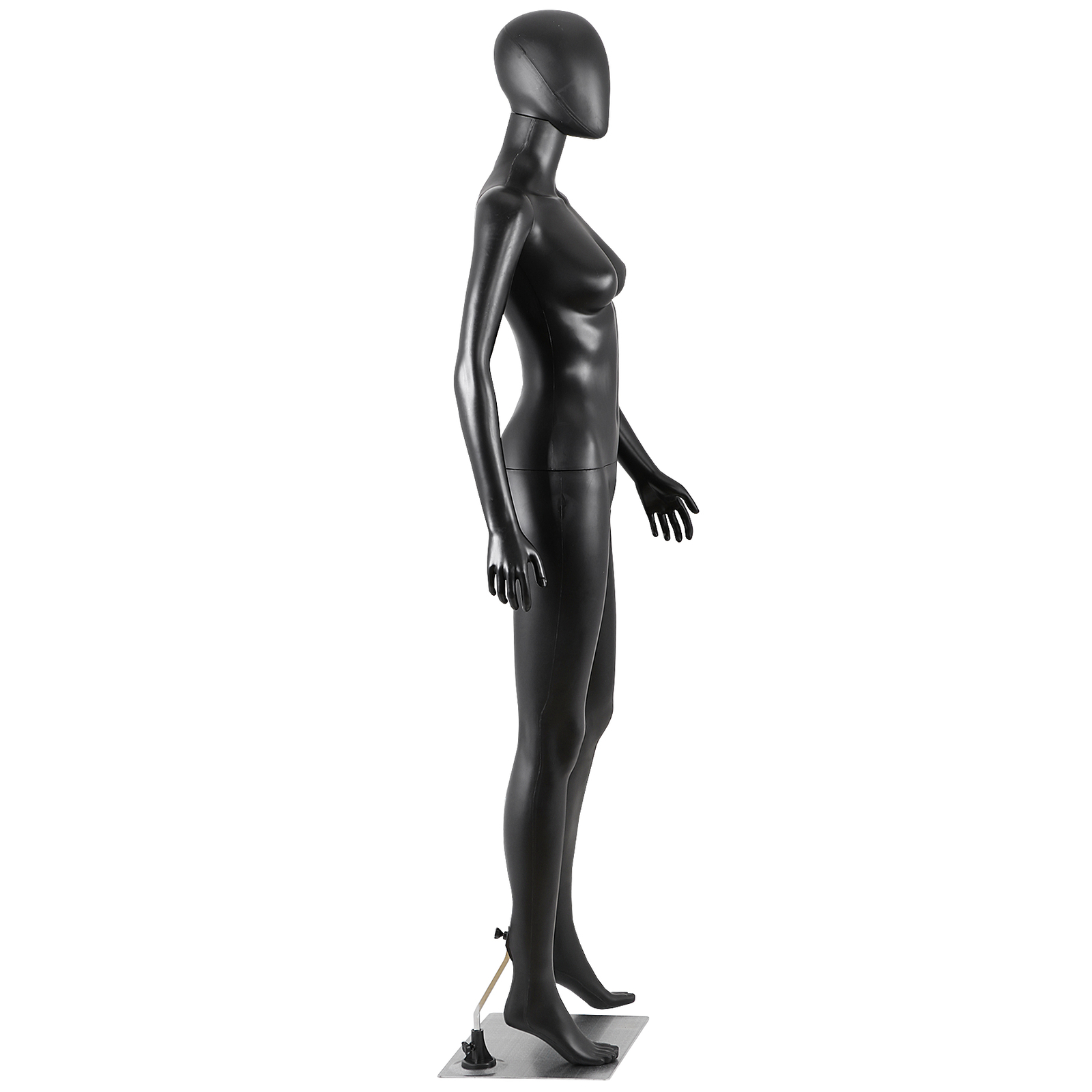 Black Adjustable Female Mannequin Faceless Plastic Full Body Dress Form Base 70"