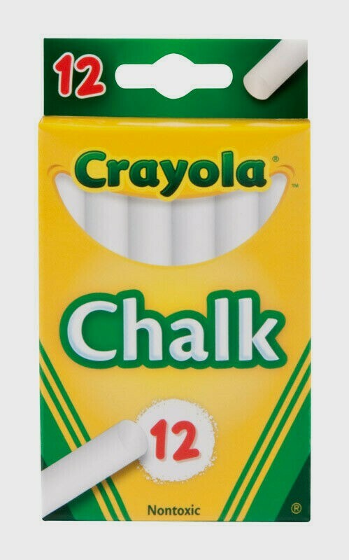 Crayola White CHALK 12 Count Non-Toxic Classroom Office Coloring 51-0320 NEW!!