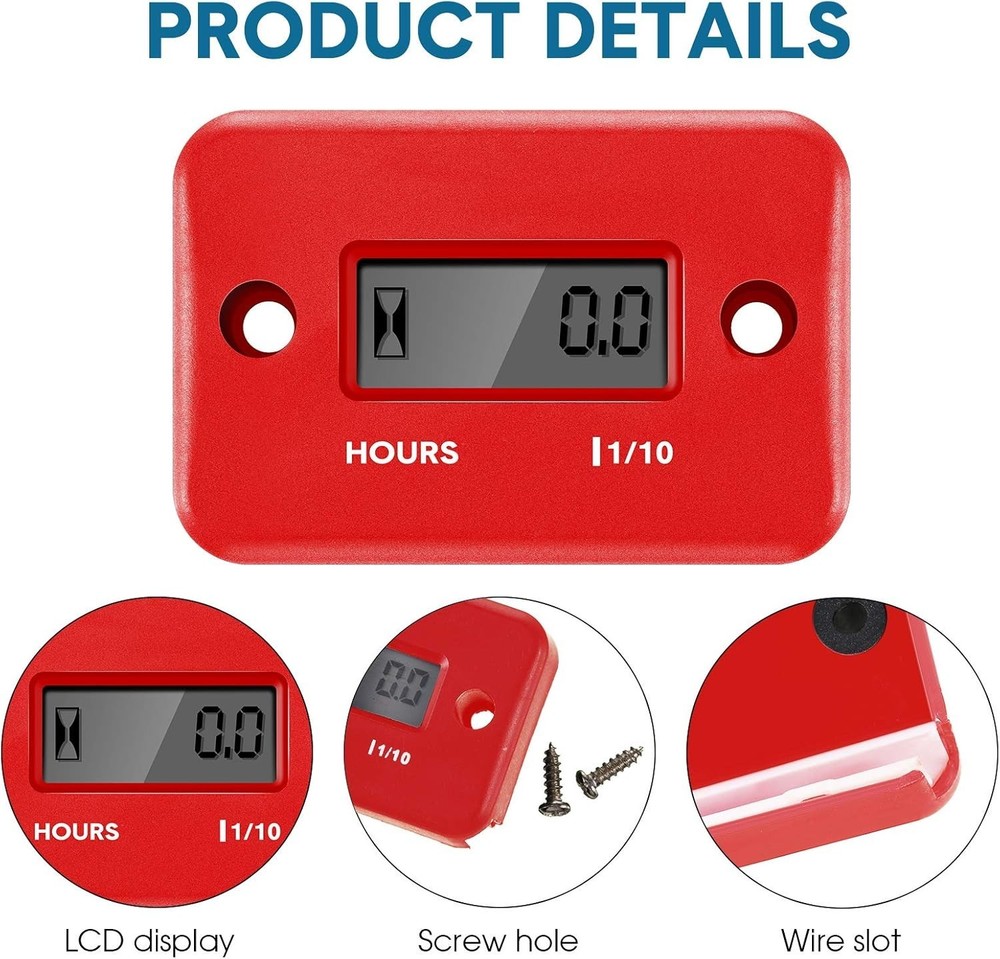 4 Pieces Hour Meters for Small Engines Inductive Digital Engine Meter Automatic