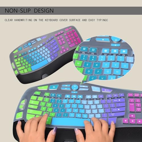 Keyboard Cover for Logitech K350 MK550 MK570 Wireless Wave Rainbow
