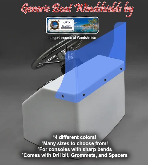 New Generic Center Console Boat Blue Windshield 20 1/2 inside Size, 1/4" Thick
