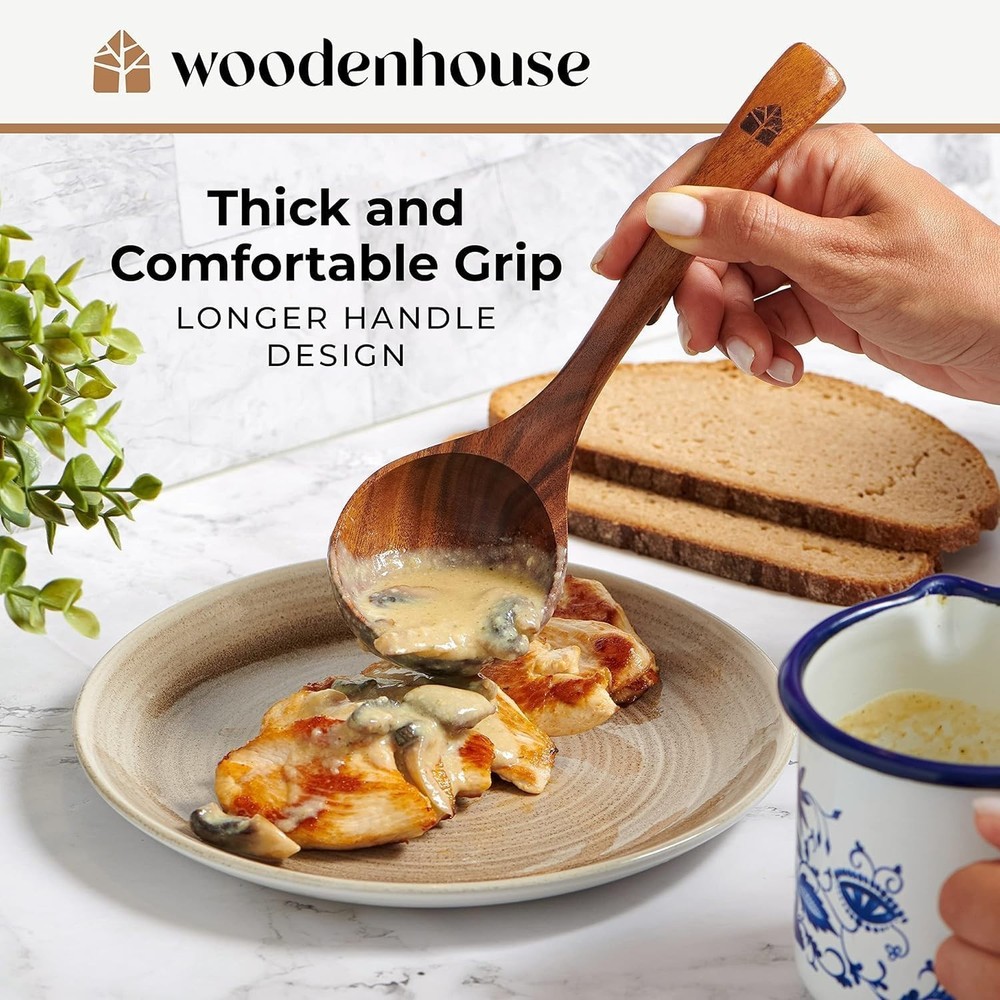 Teak Wood Ladle Spoon Set - 3 Sizes