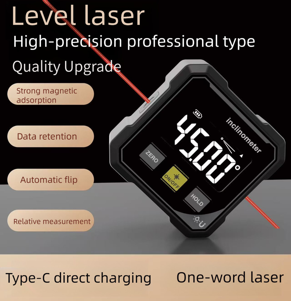 4-sided magnetic digital level laser electronic inclinometer protractor upgraded