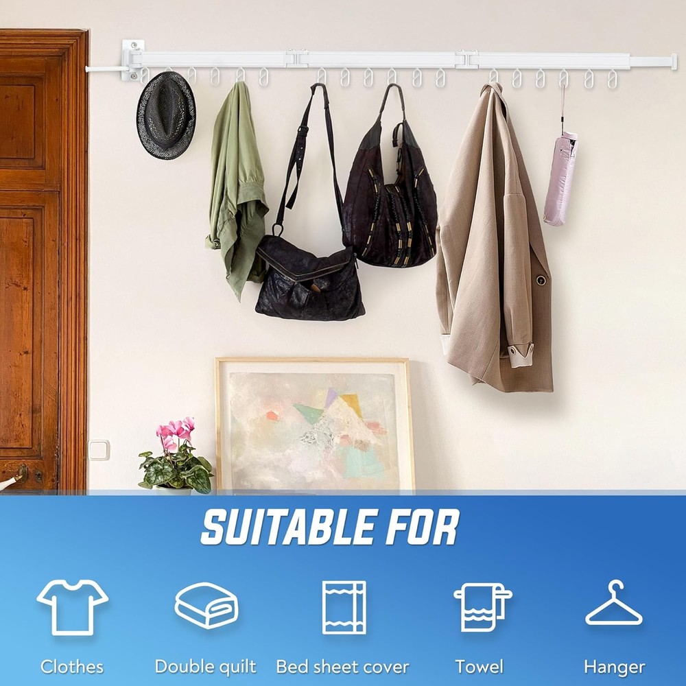 Clothes Drying Rack Wall Mounted Foldable, Retractable & Collapsible(Tri-Fold) S