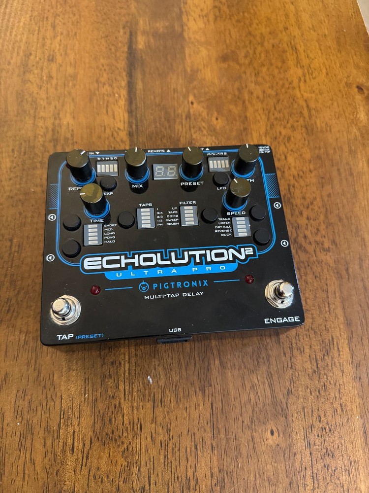 Pigtronix Echolution2 Ultra Pro Multi-Tap Delay Guitar Effect Pedal & Remote