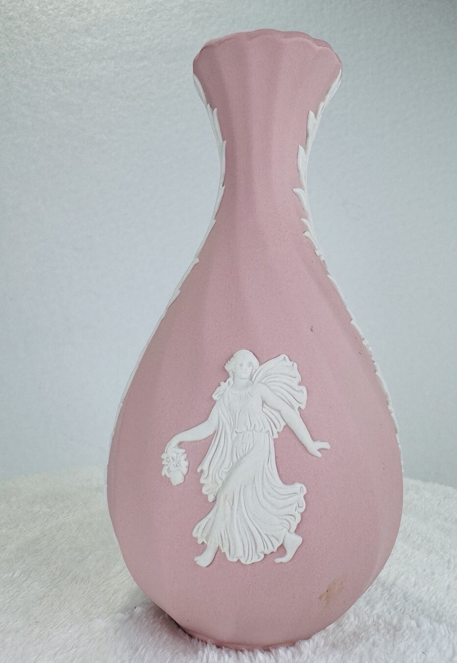 Wedgwood Pink Jasperware Dancing Hours Still Vase Fluted 5.5” Rare Vintage