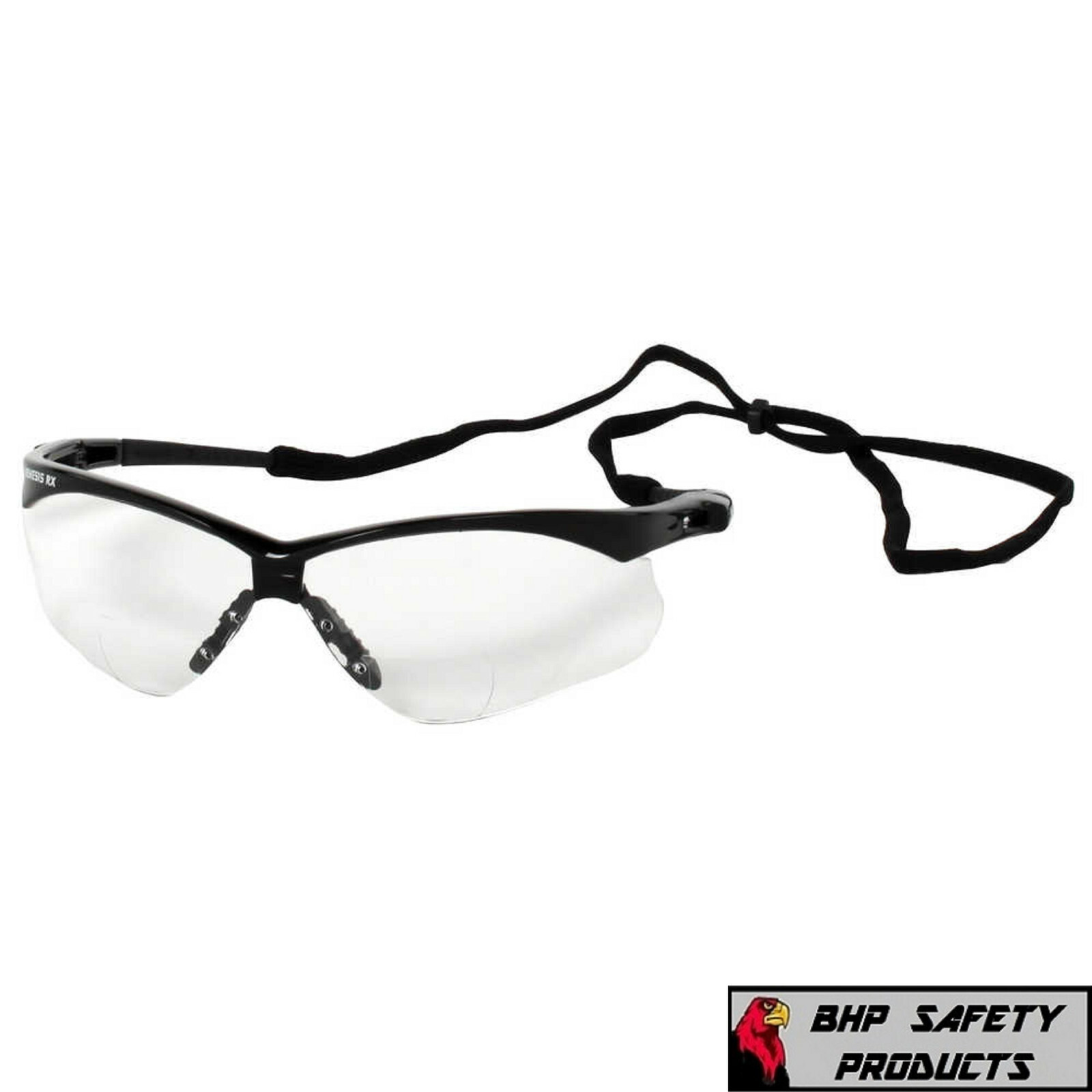 KLEENGUARD NEMESIS RX READERS CLEAR LENS BLACK FRAME SAFETY GLASSES W/ BIFOCALS