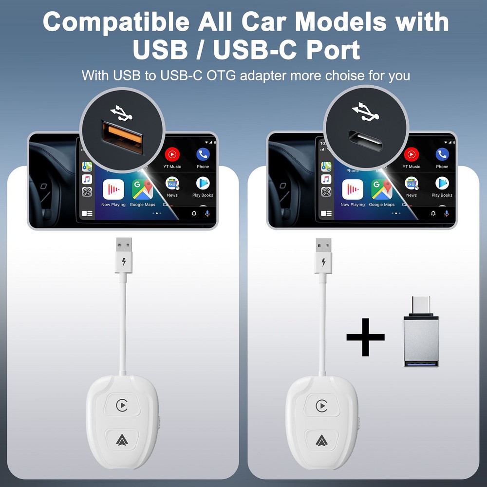 Wireless Adapter Dongle Converter Plug Play Auto Wireless Adapter Compatible for