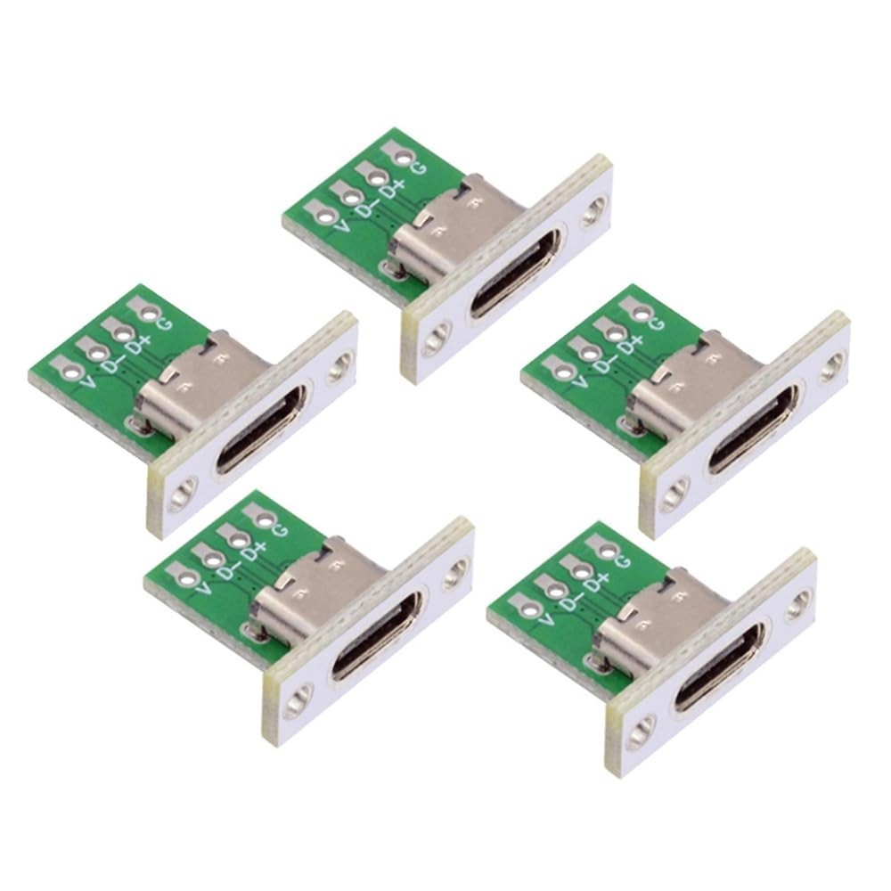 NFHK DIY OEM 5pcs/Set Type C Female Socket Connector Panel Mount Type with PC...