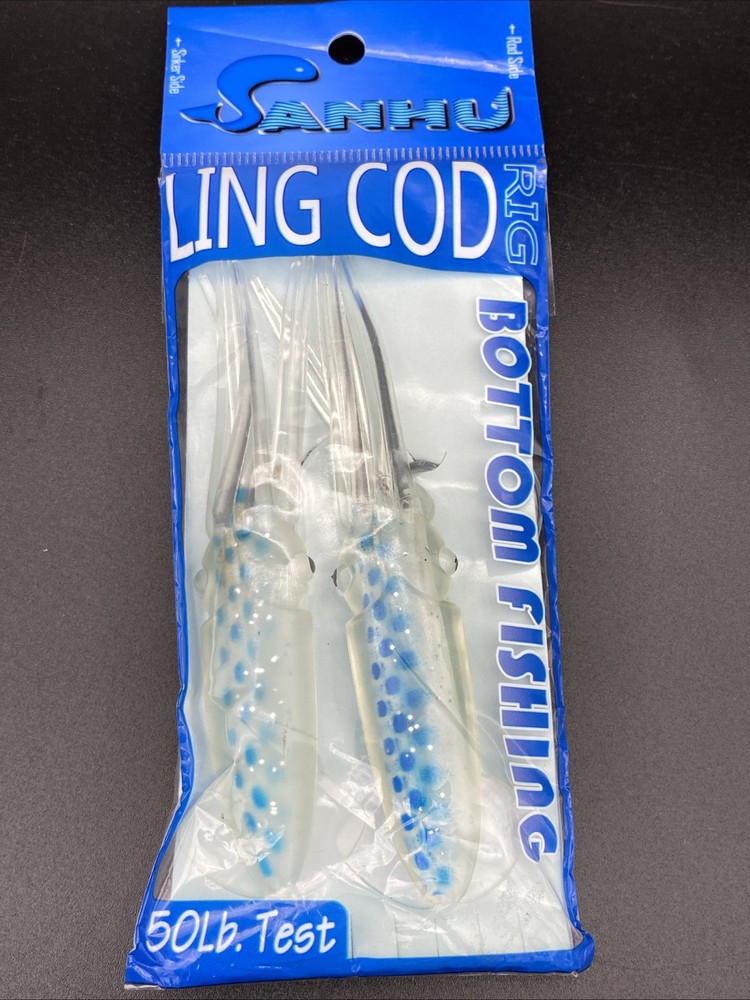 Sanhu Ling Cod Squid Bottom Rigs 2 Pieces Blue Speckled