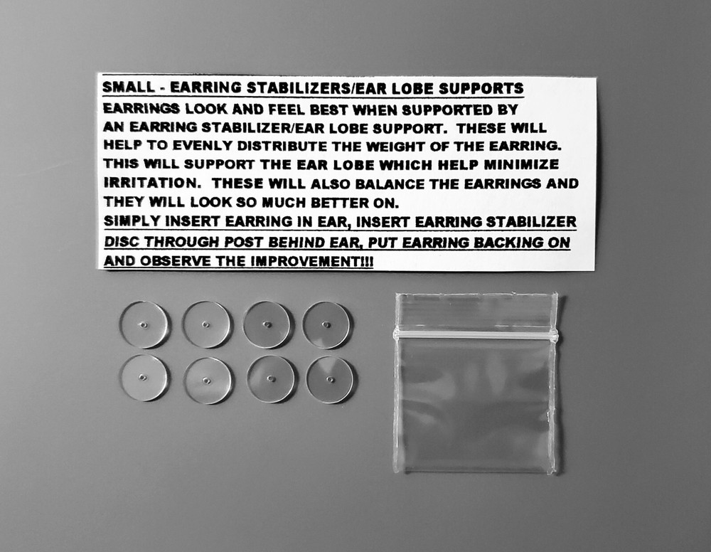 RARE SMALLER EARRING STABILIZERS PROTECTORS ROUND PLASTIC DISCS SUPPORT BACKS