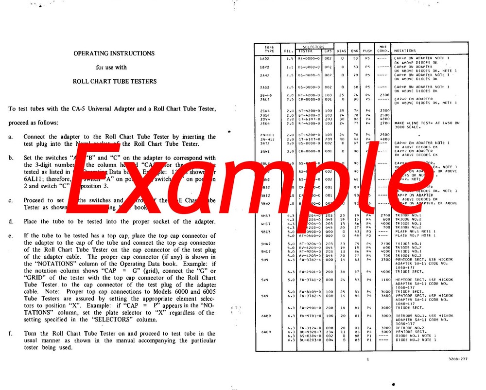 HICKOK CA-5 Instruction Manual & Operating Data With Hickok 750