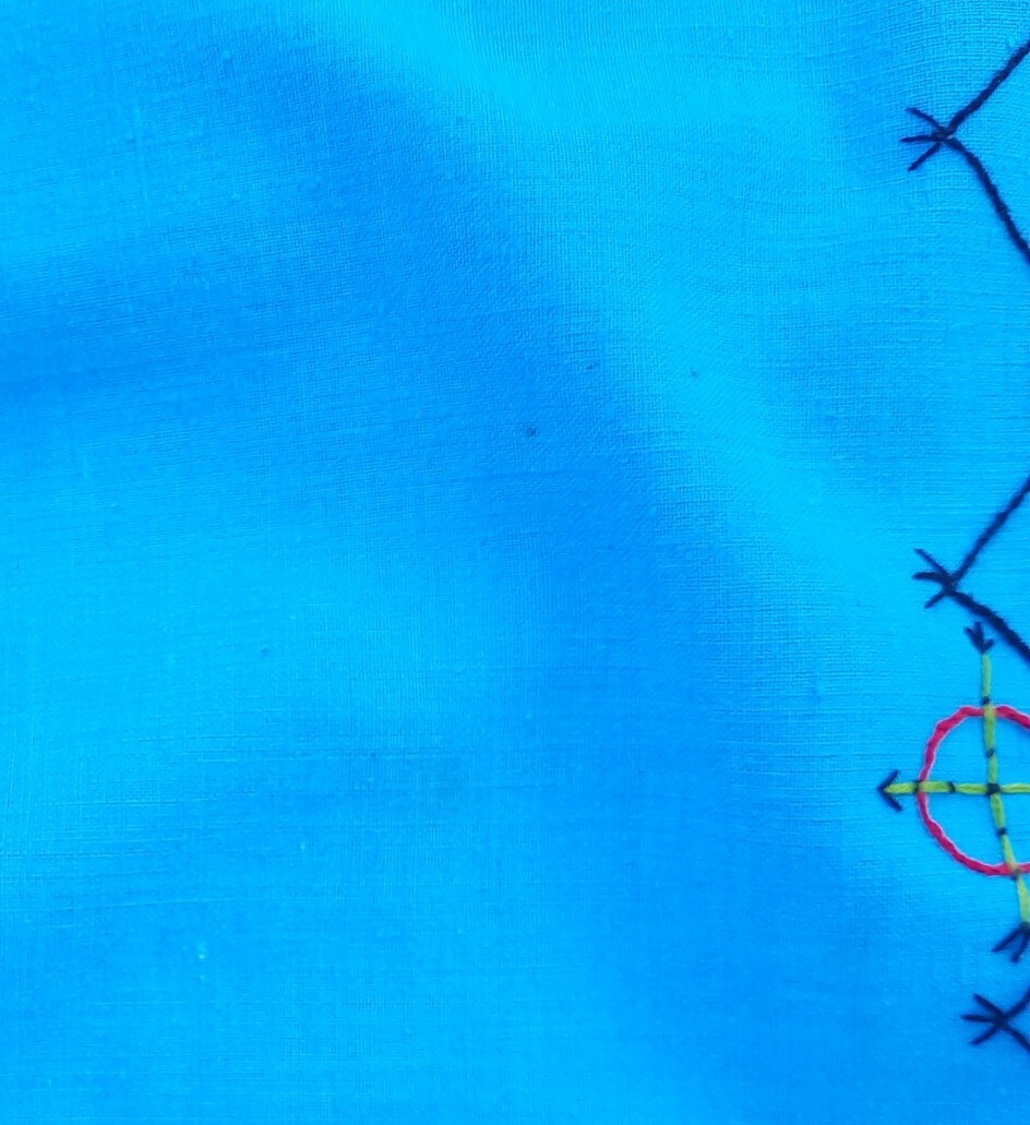 Vtg Authentic Seminole Indian 1930s Dress Handmade Stitched Blue Native American