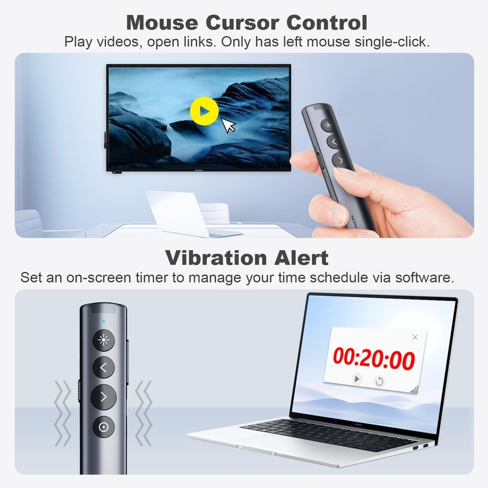 Bluetooth PowerPoint Presentation Clicker with Stylus Pen for Touch Screen, 6...