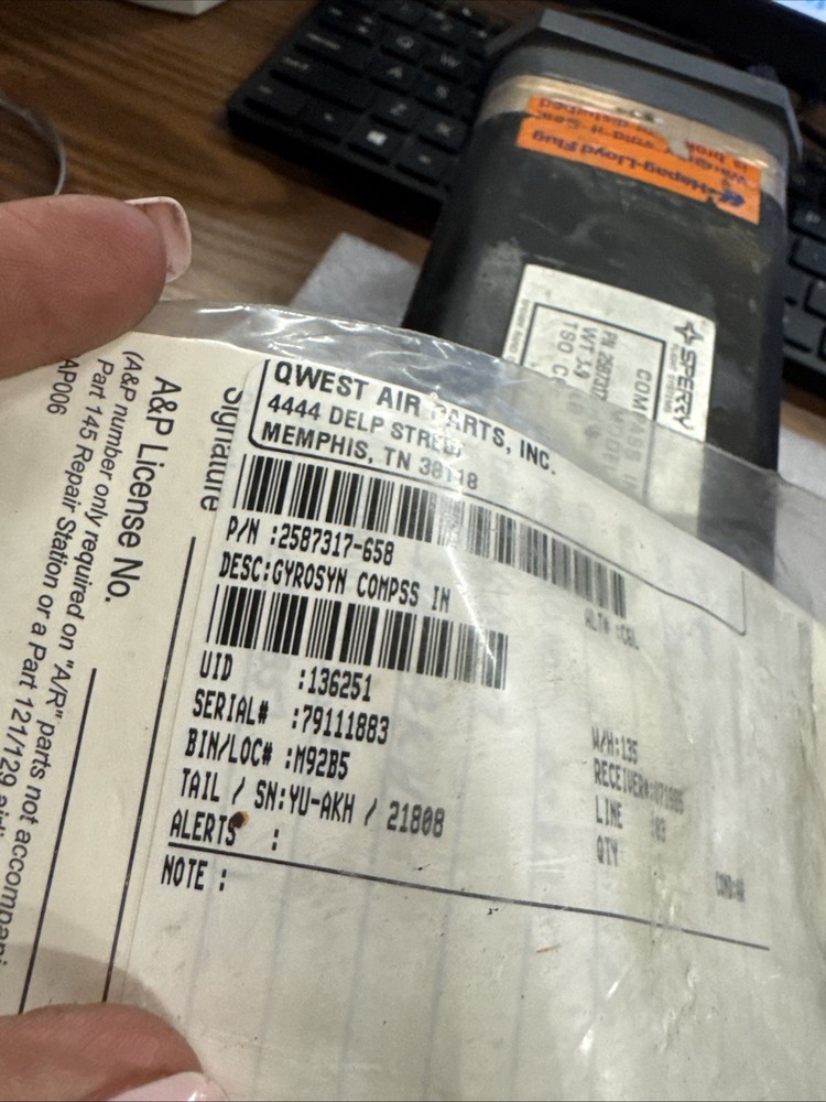 Gyrosyn Compass Indicator Gauge Sperry Flight Systems Model C6L bin12