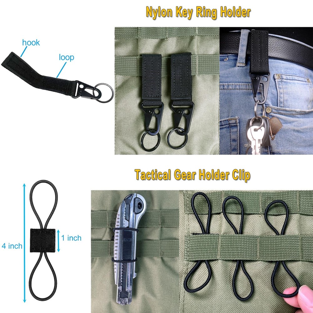 32PCS Molle Accessories Kit, Tactical Backpack Attachment Set with Key black