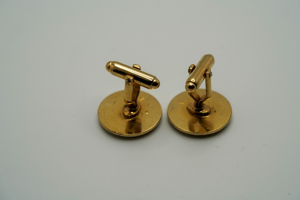 Vintage Gold Textured Circle Cufflinks C2