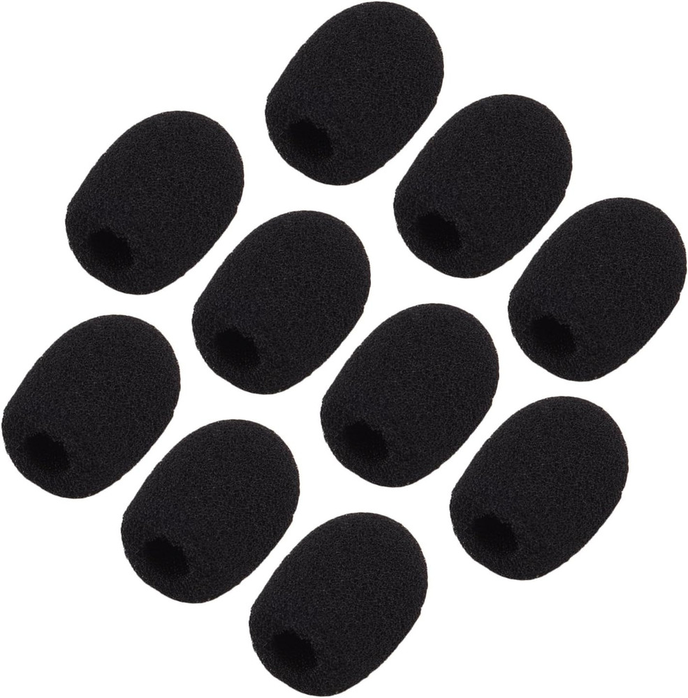 10 Pack Mini Small Size Lapel Headset Microphone Windscreen Foam Cover, Black