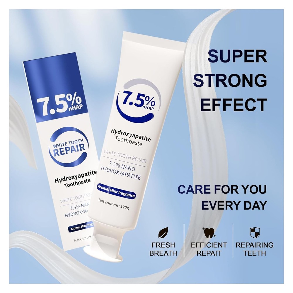 7.5% Hydroxyapatite Toothpaste， 0.5 Fl Oz (Pack of 2), White*2pcs