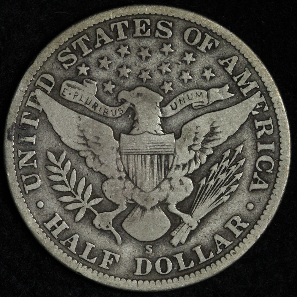 1912-S Barber Silver Half Dollar FINE+ E306 T