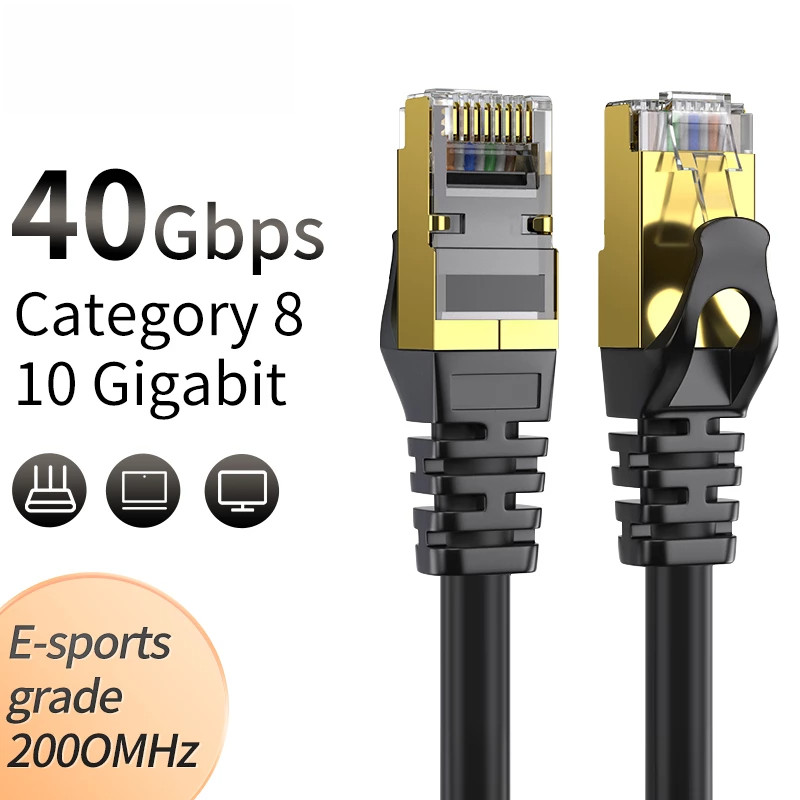 3Pack Cat 8 Ethernet RJ45 Cable Super Speed 40Gbps Patch LAN Network Gold Plated
