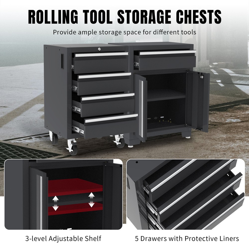 Garage Storage Cabinet System 9-Pcs Workshop Set for Garage Tool Organization