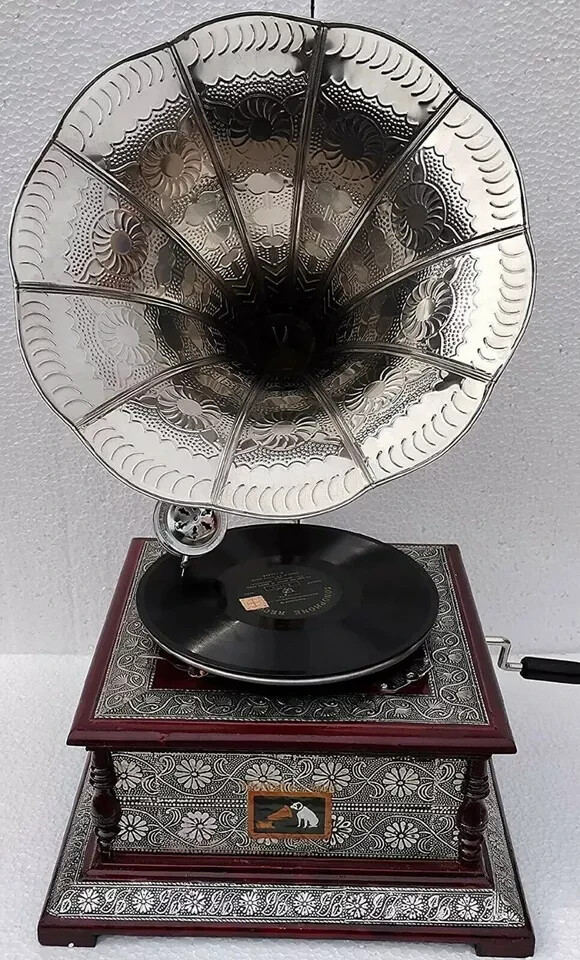 Antique HMV Gramophone Fully Functional working Phonograph, win-up record player