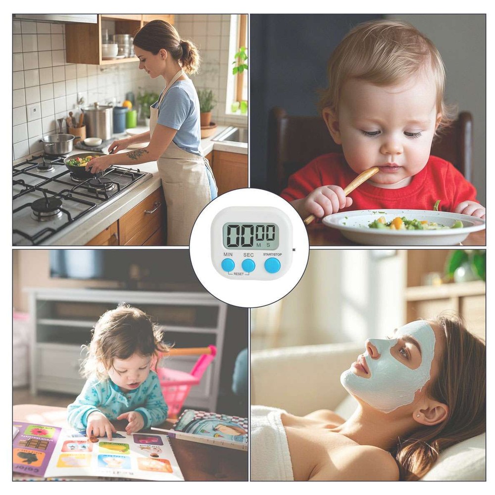 Kitchen Timer Magnetic LCD Digital Countdown Stopwatch With Stand Alarm Clock US