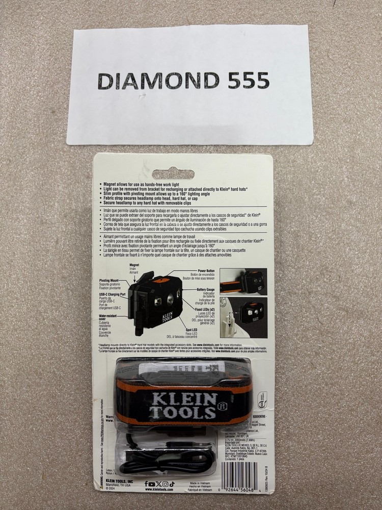 Klein Tools 56048 Rechargeable Light Array Headlamp With Strap | 0484