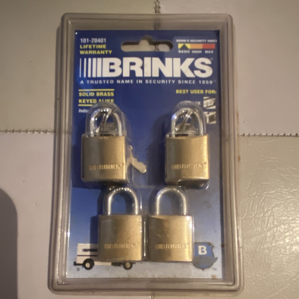 Brinks 101-20401 Solid Brass Padlocks 20mm Metallic Finish 4 Pack Keyed