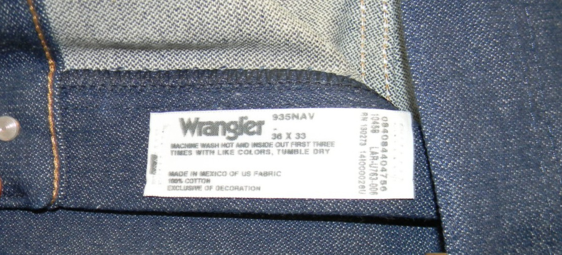 Wrangler 935NAV ~ Navy Blue Ridgid Slim Fit Jeans ~ Men's Size 36 x 33 ~ New ~ j