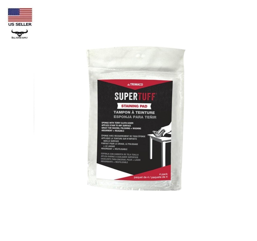 4 pack Trimaco 10104 SuperTuff Terrycloth & Sponge Staining Pad