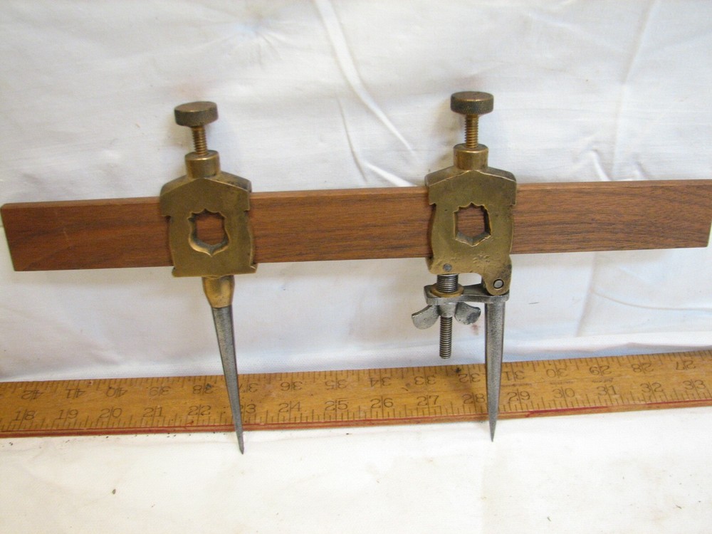 Pr Complex Brass-Gun Metal Trammel Head Divider Points Machinist Tool Adjustable