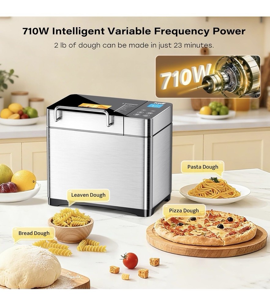 KBS MBF-010 Bread Machine 17 Programs Stainless Steel Ceramic Pan Nut Dispenser