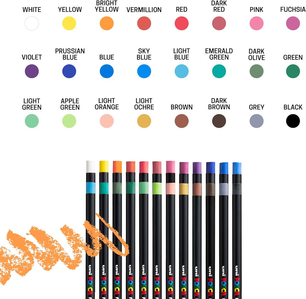 Uni Wax Pastels, Assorted Set, 24 Pack
