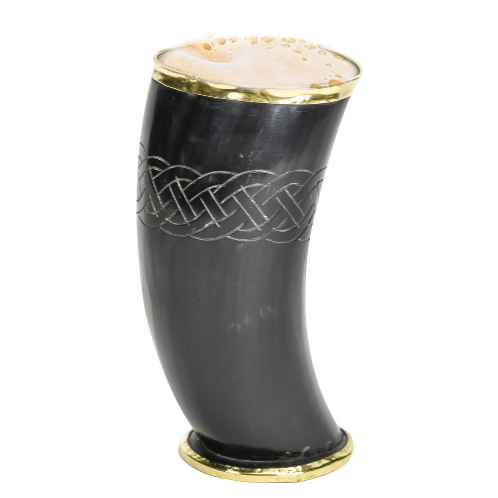 Norse Viking Hooded Raven Tankard  Ceremonial Drinking Horn Cup with Brass Trim