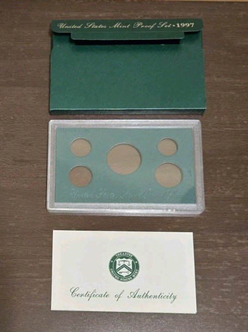 1997 US Mint Proof Set Box, Lens & Certificate - Empty Packaging - No Coins.