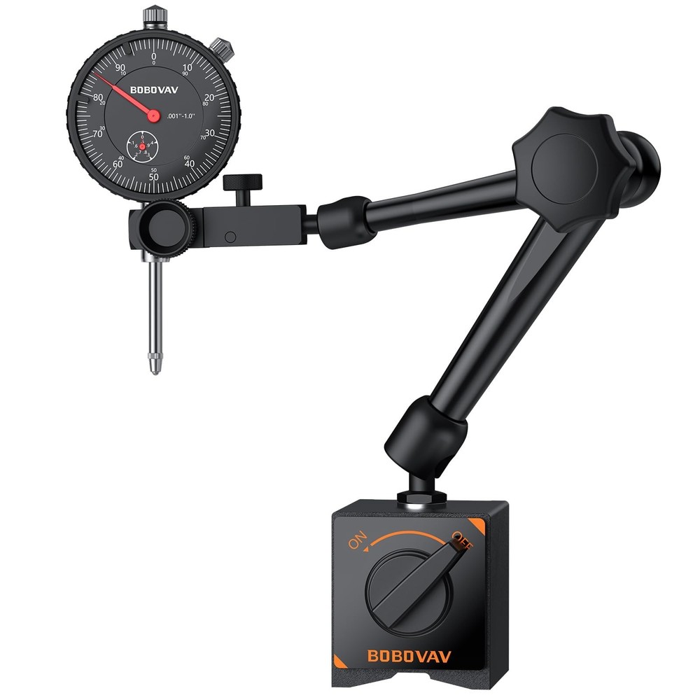 Dial Indicator with Magnetic Base Set, 0-1" Range & 0.001" Resolution, 3-Join...